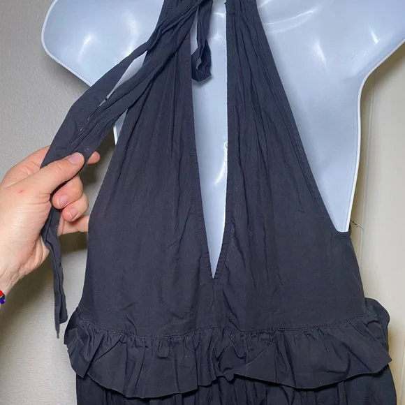 EUC Endless Summer 100% Cotton Anita Maxi Dress Ruffle Tiered Tie Back - Picture 7 of 11